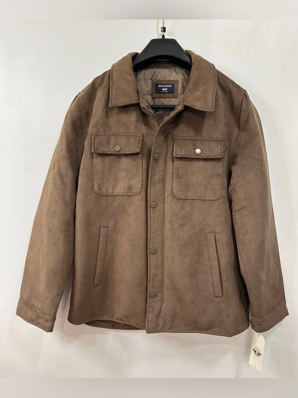 NWT Dockers Men’s S Brown Faux Suede Shirt Jacket Insulated Lined $160